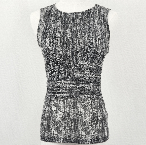 The Limited Tops - Sleeveless Black & White Textured Tank Top